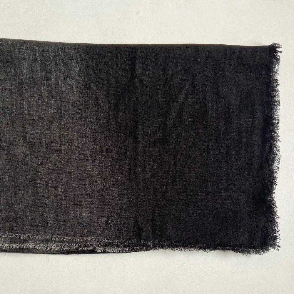 Destin Linen Scarf Wrap Black Gray Made in Italy $340 Retail Luxury Brand - Picture 10 of 16